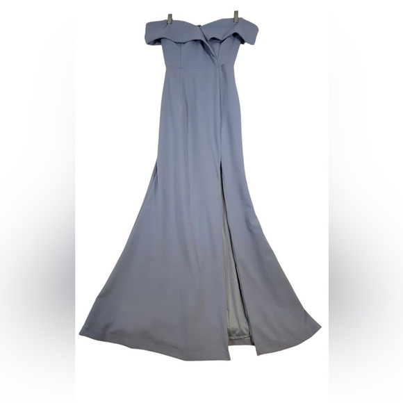 LULU'S Regencycore Song of Love Blue Grey Off-the-Shoulder Maxi Dress Size XS - Picture 6 of 10